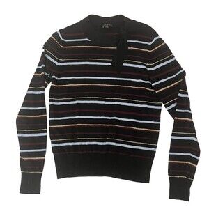 Ann Taylor Women's Size S Black Striped Long Sleeve Lightweight Sweater